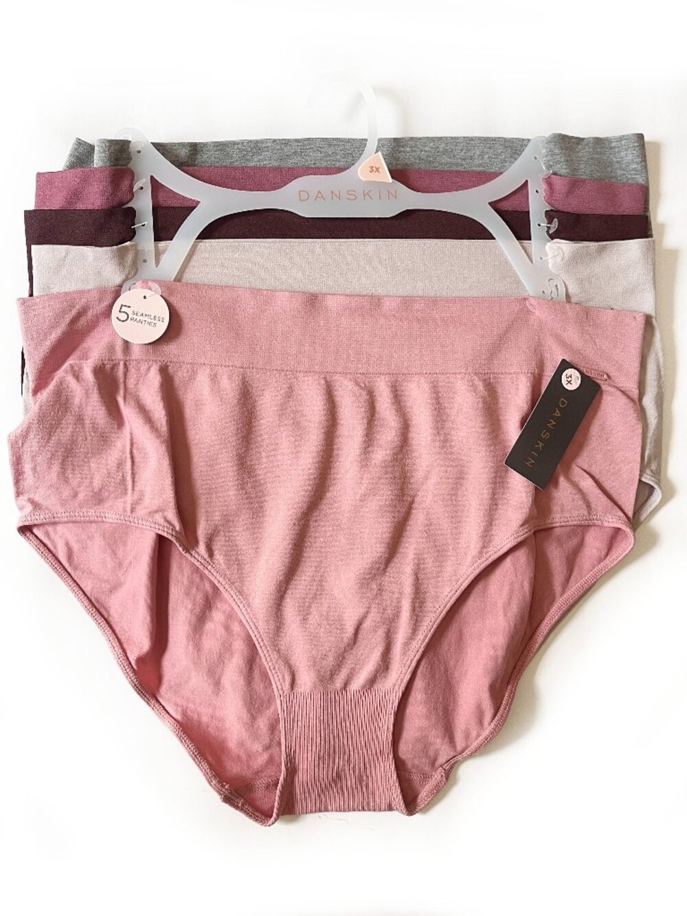 Danskin Panties Women's Plus Size 3x 5 pack Shades of Pink Grey NEW